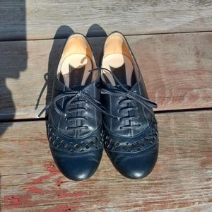 Boutique 9 Size 6.5 Women Black Leather Loafer Pump Oxford Lace Up Comfort Shoe